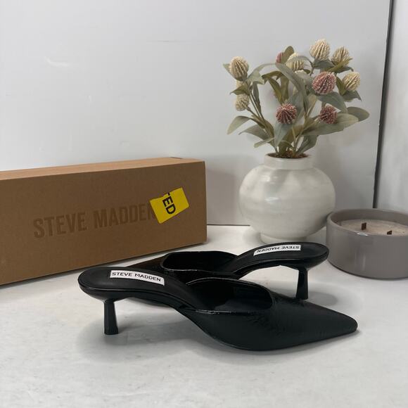 Steve Madden Audree Kitten Heel Mules Pointed Toe Black Women's 6.5 - Picture 6 of 11